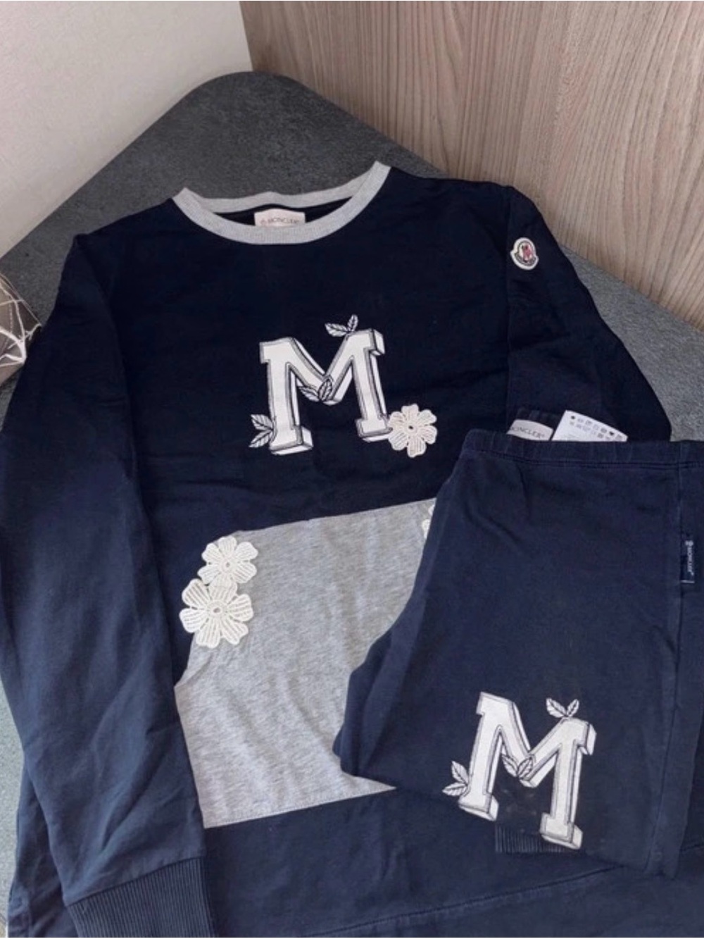 Moncler Navy & Gray Floral XS Tracksuit Set